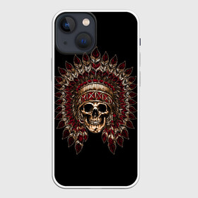 Чехол для iPhone 13 mini с принтом Череп Индейца ,  |  | skulls | xo | букет | градиент | животные | индеец | кости | мозги | паттерн | перья | полосы | природа | розы | скелет | текстура | узор | хо | цветы | черепа | черный | яркий