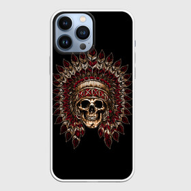 Чехол для iPhone 13 Pro Max с принтом Череп Индейца ,  |  | Тематика изображения на принте: skulls | xo | букет | градиент | животные | индеец | кости | мозги | паттерн | перья | полосы | природа | розы | скелет | текстура | узор | хо | цветы | черепа | черный | яркий