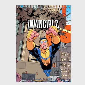 Скетчбук с принтом Неуязвимый (Invincible) , 100% бумага
 | 48 листов, плотность листов — 100 г/м2, плотность картонной обложки — 250 г/м2. Листы скреплены сверху удобной пружинной спиралью | damien darkblood | invincible | дэмиен даркблад | мультсериал | непобедимый | неуязвимый