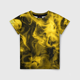 Детская футболка 3D с принтом Желтый Неоновый Дым , 100% гипоаллергенный полиэфир | прямой крой, круглый вырез горловины, длина до линии бедер, чуть спущенное плечо, ткань немного тянется | smoke | дым | неон | разводы | смог