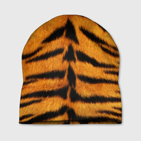 Шапка 3D с принтом Шкура Тигра , 100% полиэстер | универсальный размер, печать по всей поверхности изделия | skin | tiger | wool | тигр