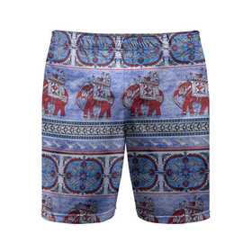 Мужские шорты спортивные с принтом Индийский Орнамент ,  |  | indian | ornament | индия | орнамент | слоны