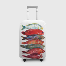 Чехол для чемодана 3D с принтом рыбки , 86% полиэфир, 14% спандекс | двустороннее нанесение принта, прорези для ручек и колес | ocean | sea | sea animal | графика | лосось | море | океан | рисунок рыбы | рыба | рыбалка | форель