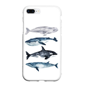 Чехол для iPhone 7Plus/8 Plus матовый с принтом киты , Силикон | Область печати: задняя сторона чехла, без боковых панелей | ocean | orca | sea | sea animal | whale | белуха | дельфин | касатка | кит | море | океан | рисунок кита | синий кит