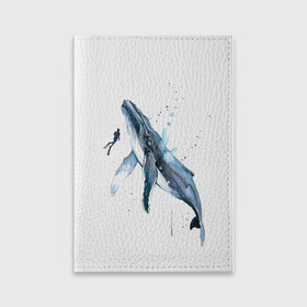 Обложка для паспорта матовая кожа с принтом кит , натуральная матовая кожа | размер 19,3 х 13,7 см; прозрачные пластиковые крепления | Тематика изображения на принте: ocean | sea | sea animal | whale | акварель | кит | море | океан | рисунок кита