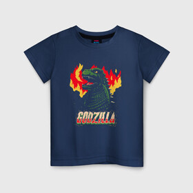Детская футболка хлопок с принтом GODZILLA , 100% хлопок | круглый вырез горловины, полуприлегающий силуэт, длина до линии бедер | годзилла | динозавр | кино | монстр | надписи | фантастика | ящер