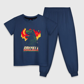 Детская пижама хлопок с принтом GODZILLA , 100% хлопок |  брюки и футболка прямого кроя, без карманов, на брюках мягкая резинка на поясе и по низу штанин
 | годзилла | динозавр | кино | монстр | надписи | фантастика | ящер