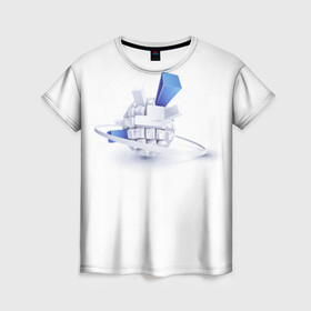 Женская футболка 3D с принтом Интернет-эпоха , 100% полиэфир ( синтетическое хлопкоподобное полотно) | прямой крой, круглый вырез горловины, длина до линии бедер | быстрая связь | глобальная деревня | клавиатура | сокращение расстояний | технологии
