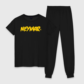 Женская пижама хлопок с принтом Neymar Jr logo , 100% хлопок | брюки и футболка прямого кроя, без карманов, на брюках мягкая резинка на поясе и по низу штанин | brazil | champions | fifa | junior | neymar | neymar jr | paris saint germain | psg | uefa | бразилия | джуниор | младший | наймар | неймар | пари сен жермен | петух | псж | сборная бразилии | уефа | фифа | футбик | футбол 