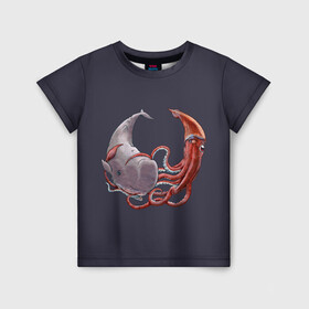 Детская футболка 3D с принтом Naval Confrontation , 100% гипоаллергенный полиэфир | прямой крой, круглый вырез горловины, длина до линии бедер, чуть спущенное плечо, ткань немного тянется | animal | battle | bottom | confrontation | depth | fin | kraken | mammal | ocean | octopus | sea | tentacles | water | whale | бой | вода | глубина | дно | животное | кит | кракен | млекопитающее | море | океан | осьминог | плавник | противостояние | щупа