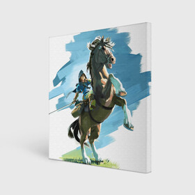 Холст квадратный с принтом Линк на коне , 100% ПВХ |  | Тематика изображения на принте: games | link | nintendo | switch | zelda | линк