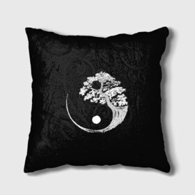 Подушка 3D с принтом Yin and Yang. Bonsai Tree , наволочка – 100% полиэстер, наполнитель – холлофайбер (легкий наполнитель, не вызывает аллергию). | состоит из подушки и наволочки. Наволочка на молнии, легко снимается для стирки | black | bonsai | buddhism | dualism | esotericism | evil | good | japan | negative | philosophy | positive | tree | white | yang | yin | zen | белое | бонсай | буддизм | дерево | дзен | добро | древо | дуализм | зло | инь | негатив | позитив | философия |