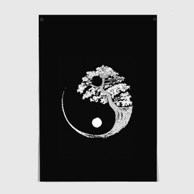 Постер с принтом Yin and Yang. Bonsai Tree , 100% бумага
 | бумага, плотность 150 мг. Матовая, но за счет высокого коэффициента гладкости имеет небольшой блеск и дает на свету блики, но в отличии от глянцевой бумаги не покрыта лаком | black | bonsai | buddhism | dualism | esotericism | evil | good | japan | negative | philosophy | positive | tree | white | yang | yin | zen | белое | бонсай | буддизм | дерево | дзен | добро | древо | дуализм | зло | инь | негатив | позитив | философия |