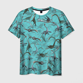 Мужская футболка 3D с принтом Лохнесский камуфляж , 100% полиэфир | прямой крой, круглый вырез горловины, длина до линии бедер | водный мир | дайвер | море | морская тематика | морские мотивы | морские обитатели | морское чудовище | несси | под водой | пучина моря