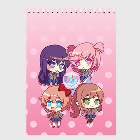 Скетчбук с принтом DOKI DOKI LITERATURE CLUB , 100% бумага
 | 48 листов, плотность листов — 100 г/м2, плотность картонной обложки — 250 г/м2. Листы скреплены сверху удобной пружинной спиралью | club | doki doki | literature | monika | natsuki | novel | saeri | yuri | доки доки | клуб | литературный | моника | нацуки | роман | саёри | юри