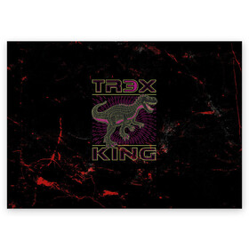Поздравительная открытка с принтом T-rex KING , 100% бумага | плотность бумаги 280 г/м2, матовая, на обратной стороне линовка и место для марки
 | Тематика изображения на принте: dino | rex | roar | t rex | дино | динозавр | динозавры