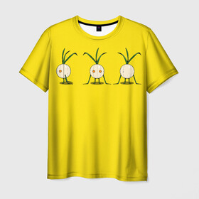 Мужская футболка 3D с принтом Лук репчатый , 100% полиэфир | прямой крой, круглый вырез горловины, длина до линии бедер | инженер | органика | правильное питание | растения | три фасада
