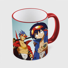 Кружка с принтом Gurren Lagann Kamina Simon , керамика | ёмкость 330 мл | gurren | gurren lagann | kamina | kittan bachika | nia teppelin | simon | yoko littner | гуррен | гуррен лаганн | симон