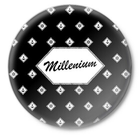 Значок с принтом Millenium ,  металл | круглая форма, металлическая застежка в виде булавки | boat | sailor | sea | капитан | лодка | морская | моряк | штурвал | якорь | яхта