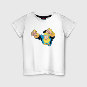 Детская футболка хлопок с принтом Марк Грэйсон Неуязвимый , 100% хлопок | круглый вырез горловины, полуприлегающий силуэт, длина до линии бедер | Тематика изображения на принте: damien darkblood | invincible | superman | марк грэйсон | мультсериал | неуязвимый | супергерой