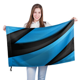 Флаг 3D с принтом Blue Sport Style , 100% полиэстер | плотность ткани — 95 г/м2, размер — 67 х 109 см. Принт наносится с одной стороны | Тематика изображения на принте: 3d | 3д | sport | абстракция | линии | паттерн | соты | спортивный стиль | текстуры