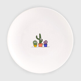 Тарелка с принтом Кактусы , фарфор | диаметр - 210 мм
диаметр для нанесения принта - 120 мм | зеленые | кактус | кактусы | любовь | минимализм | растения