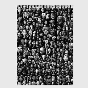 Скетчбук с принтом Мрачные портреты , 100% бумага
 | 48 листов, плотность листов — 100 г/м2, плотность картонной обложки — 250 г/м2. Листы скреплены сверху удобной пружинной спиралью | halloween | лица | мрачное | портреты | страшное | сюрреализм | ужасы