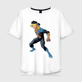 Мужская футболка хлопок Oversize с принтом Марк Грэйсон Неуязвимый , 100% хлопок | свободный крой, круглый ворот, “спинка” длиннее передней части | damien darkblood | invincible | superman | марк грэйсон | мультсериал | неуязвимый | супергерой