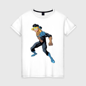 Женская футболка хлопок с принтом Марк Грэйсон Неуязвимый , 100% хлопок | прямой крой, круглый вырез горловины, длина до линии бедер, слегка спущенное плечо | damien darkblood | invincible | superman | марк грэйсон | мультсериал | неуязвимый | супергерой