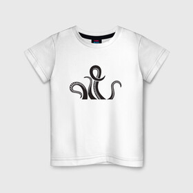 Детская футболка хлопок с принтом Щупальца осьминога , 100% хлопок | круглый вырез горловины, полуприлегающий силуэт, длина до линии бедер | cute | octopus | милый | осьминог | осьминожка | тентакли | щупальца