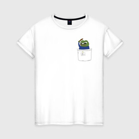 Женская футболка хлопок с принтом Pepe simp , 100% хлопок | прямой крой, круглый вырез горловины, длина до линии бедер, слегка спущенное плечо | kekw | mem | pepe | smile | smiles | twitch | мемы | пепе | рофлан | смайл | смайлы | твитч