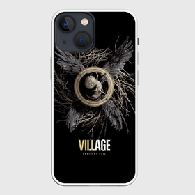 Чехол для iPhone 13 mini с принтом Resident Evil Village ,  |  | resident evil village | деревня | компьютерная игра | обитель зла | сухие ветки | черные крылья | эмблема