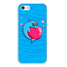 Чехол для iPhone 5/5S матовый с принтом Дельфин с сердечком , Силикон | Область печати: задняя сторона чехла, без боковых панелей | Тематика изображения на принте: dolphin | дельфин | дельфинчик | море | морские | на голубом | с дельфином | с сердцем | сердечко