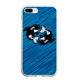 Чехол для iPhone 7Plus/8 Plus матовый с принтом Две косатки , Силикон | Область печати: задняя сторона чехла, без боковых панелей | Тематика изображения на принте: whale | кит | косатка | косатки | на синем | с косатками