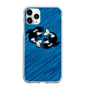 Чехол для iPhone 11 Pro матовый с принтом Две косатки , Силикон |  | Тематика изображения на принте: whale | кит | косатка | косатки | на синем | с косатками
