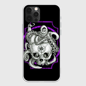 Чехол для iPhone 12 Pro Max с принтом Череп и Осьминог , Силикон |  | beast | head | kraken | neon | octopus | skulls | star | букет | голова | животные | звезда | зверь | зубы | кости | кракен | краска | мозги | неоновый | октопус | осьминог | полосы | скелет | текстура | точки | узор | хо | цветы