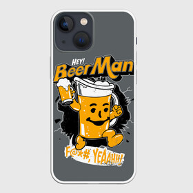 Чехол для iPhone 13 mini с принтом BEER MAN ,  |  | alcochol | beer | comics | drink | man | комикс | напитки | пенное | прикол | рисунок | шутка