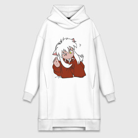 Платье-худи хлопок с принтом Chibi Inuyasha ,  |  | Тематика изображения на принте: anime | chibi | inuyasha | kitsune | youkai | аниме | ёкай | инуяша | кицуне | чиби