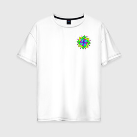 Женская футболка хлопок Oversize с принтом Eyeflower bright , 100% хлопок | свободный крой, круглый ворот, спущенный рукав, длина до линии бедер
 | глаза | иллюстрация | рисунок | цветок | цветы