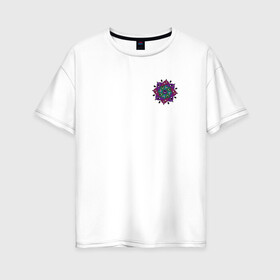 Женская футболка хлопок Oversize с принтом Eyeflower dark , 100% хлопок | свободный крой, круглый ворот, спущенный рукав, длина до линии бедер
 | глаза | иллюстрация | рисунок | узор | цветы