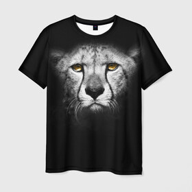 Мужская футболка 3D с принтом Гепард , 100% полиэфир | прямой крой, круглый вырез горловины, длина до линии бедер | animal | cheetah | wild | гепард | чернобелый
