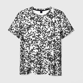 Мужская футболка 3D с принтом Пиксельный Узор , 100% полиэфир | прямой крой, круглый вырез горловины, длина до линии бедер | blackwhite | pixels | пиксели | узор | чернобелый