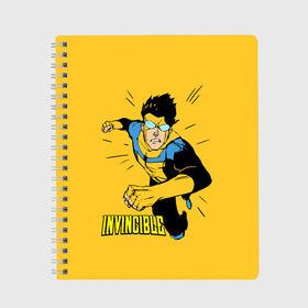 Тетрадь с принтом Неуязвимый Invincible , 100% бумага | 48 листов, плотность листов — 60 г/м2, плотность картонной обложки — 250 г/м2. Листы скреплены сбоку удобной пружинной спиралью. Уголки страниц и обложки скругленные. Цвет линий — светло-серый
 | Тематика изображения на принте: boy | cartoon | damien darkblood | hero | invincible | superhero | герой | марк грейсон | мультик | мультсериал | непобедимый | неуязвимый | персонаж | супергерой