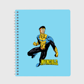 Тетрадь с принтом Invincible Неуязвимый , 100% бумага | 48 листов, плотность листов — 60 г/м2, плотность картонной обложки — 250 г/м2. Листы скреплены сбоку удобной пружинной спиралью. Уголки страниц и обложки скругленные. Цвет линий — светло-серый
 | Тематика изображения на принте: boy | cartoon | damien darkblood | hero | invincible | superhero | герой | марк грейсон | мультик | мультсериал | непобедимый | неуязвимый | персонаж | супергерой