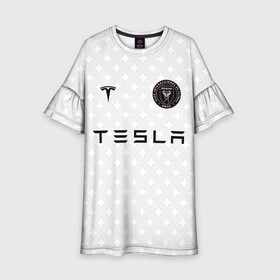 Детское платье 3D с принтом INTER MIAMI FC TESLA KIT , 100% полиэстер | прямой силуэт, чуть расширенный к низу. Круглая горловина, на рукавах — воланы | championship | fc | football | footer | inter miami | soccer | socker | sport | европейская лига | майами | одежда | спорт | спортивный | униформа | футбол | футбольный клуб | чемпионат