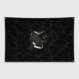 Флаг-баннер с принтом Косатки , 100% полиэстер | размер 67 х 109 см, плотность ткани — 95 г/м2; по краям флага есть четыре люверса для крепления | whale | кит | косатка | косатки | морские