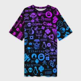 Платье-футболка 3D с принтом Hacker Logo Градиент ,  |  | darknet | ddos | game | hack | hacker | hax | watch dogs | атака | взлом | код | кто я | программист | хакер | хакинг