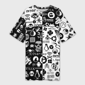 Платье-футболка 3D с принтом Hacker Logo Шахматы ,  |  | black | darknet | ddos | game | hack | hacker | hax | watch dogs | white | атака | белое | взлом | код | кто я | программист | хакер | хакинг | черное