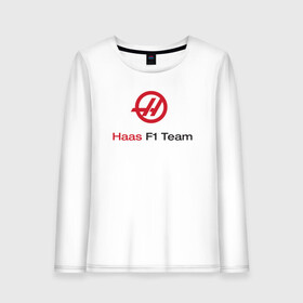 Женский лонгслив хлопок с принтом Haas F1 Team , 100% хлопок |  | Тематика изображения на принте: f1 | haas | грожан | магнуссен | мазепин | ф1 | феррари | формула 1 | хаас