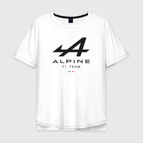 Мужская футболка хлопок Oversize с принтом Alpine F1 team , 100% хлопок | свободный крой, круглый ворот, “спинка” длиннее передней части | Тематика изображения на принте: alpine | f1 | renault | team | рено | ф1 | фернандо алонсо | формула 1